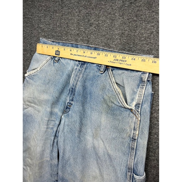 Rustler Jeans Mens 32x32 Blue Fits 32x27 Carpenter Denim Workwear Distressed - Picture 5 of 16